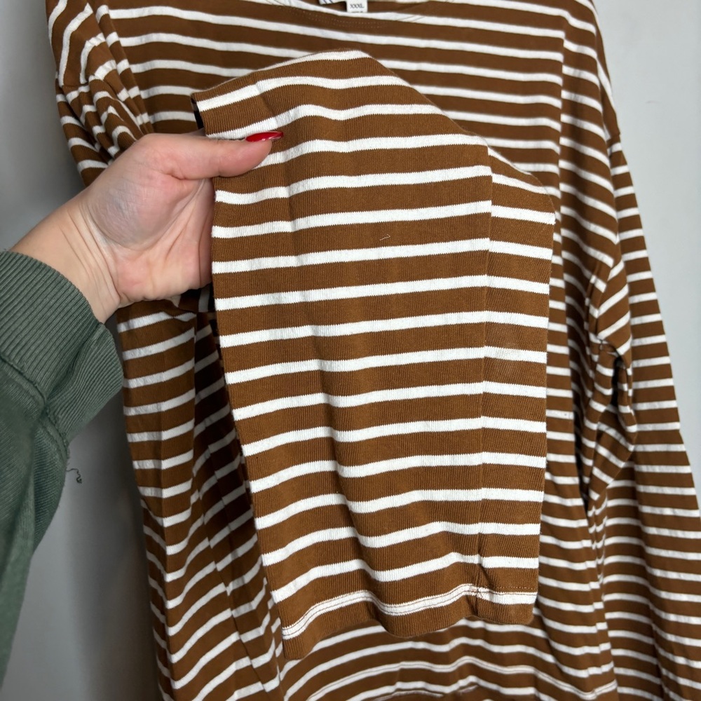 Pomander Place Stripe Knit Odie Tee & Olympia Shorts SET XXXL Brown Stripe - Picture 6 of 12